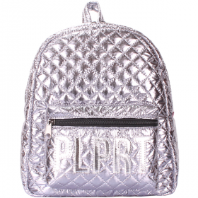 Рюкзак из текстиля женский стеганый Poolparty Mini Серебро