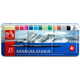 Краски Гуашь Caran d'Ache Studio 15 цветов + кисточка