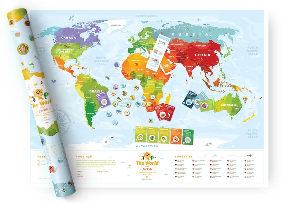 Настенная скретч-карта Travel Map Kids