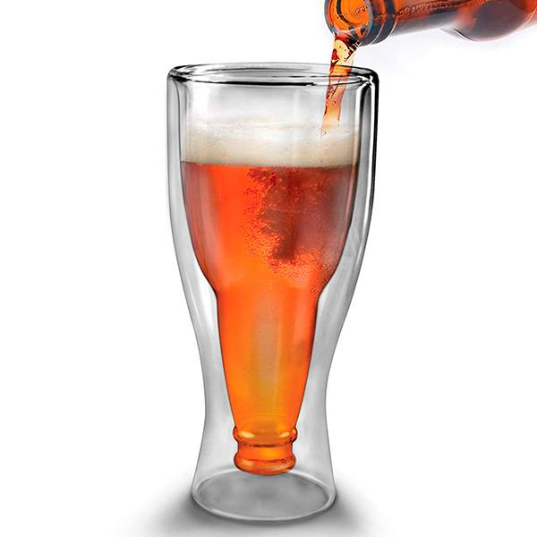 Набор дизайнерских бокалов для пива из двойного стекла 2 шт
