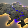 Детальная деревянная карта Украины с подсветкой (цвет Helsinki)