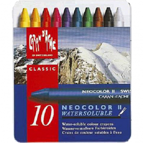 Пастель восковая Water-soluble Caran d'Ache Neocolor II Метал. бокс 10 кольорів 7500.310 фото