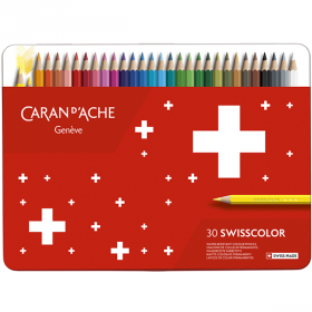 Набір водостійких олівців Caran d'Ache Swisscolor Металевий бокс 30 кольорів 1284.730 фото