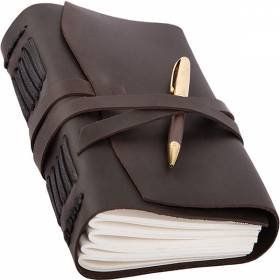Кожаный блокнот Comfy Strap B6 Темно - коричневый в линию + ручка 008 фото