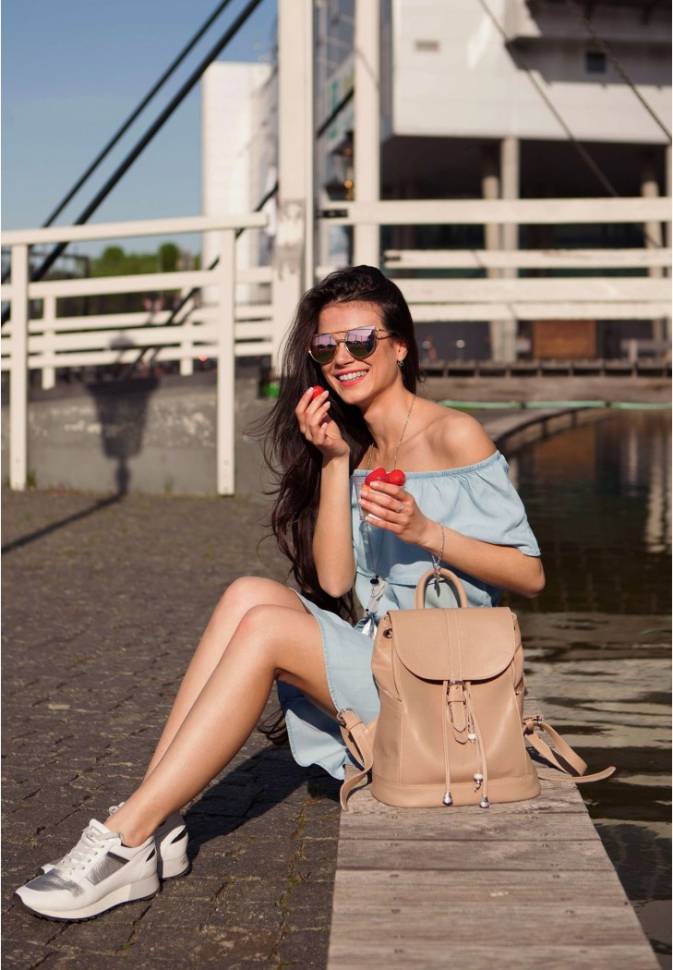 Рюкзак из кожи BlankNote Олсен Крем-брюле