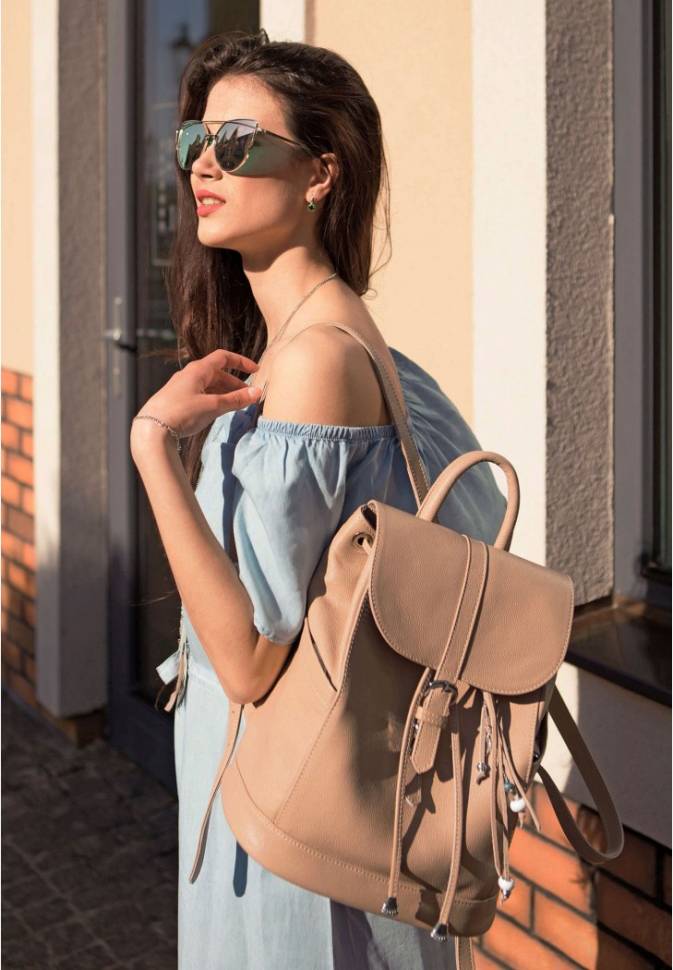 Рюкзак из кожи BlankNote Олсен Крем-брюле