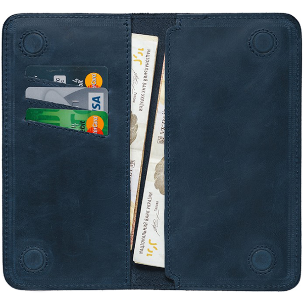 Вертикальный кожаный чехол-портмоне на магнитах Black Brier Синий (PM6-97)