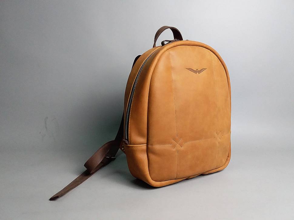 Кожаный рюкзак AV2 Горчичный (P535)