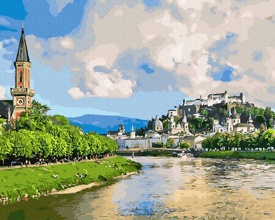 Картина по номерам Городок у реки 40x50 см