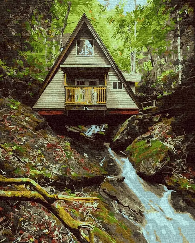 Картина по номерам Домик в лесу 40x50 см