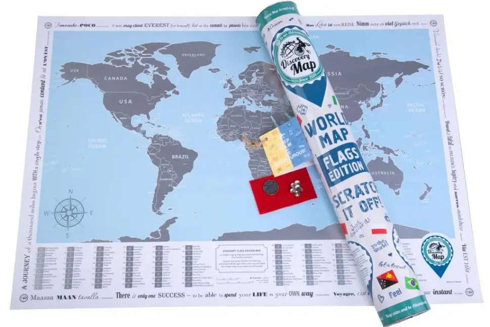 Скретч-карта мира на английском Discovery Map World Flags Edition