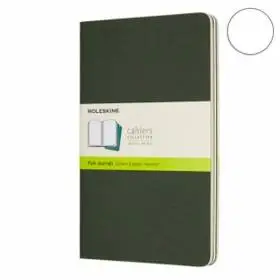 Средняя тетрадь (3 шт) Moleskine Cahier зеленая Чистые листы