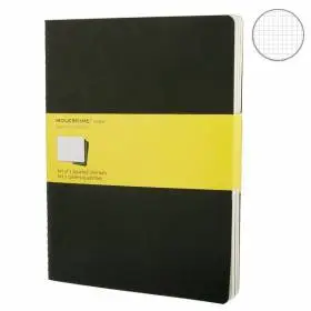 Большая тетрадь (3 шт) Moleskine Cahier черная Клетка