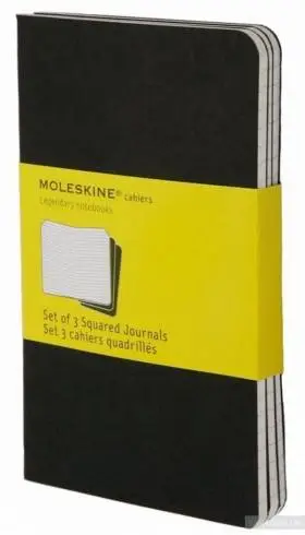 Карманная тетрадь (3 шт) Moleskine Cahier черная Клетка