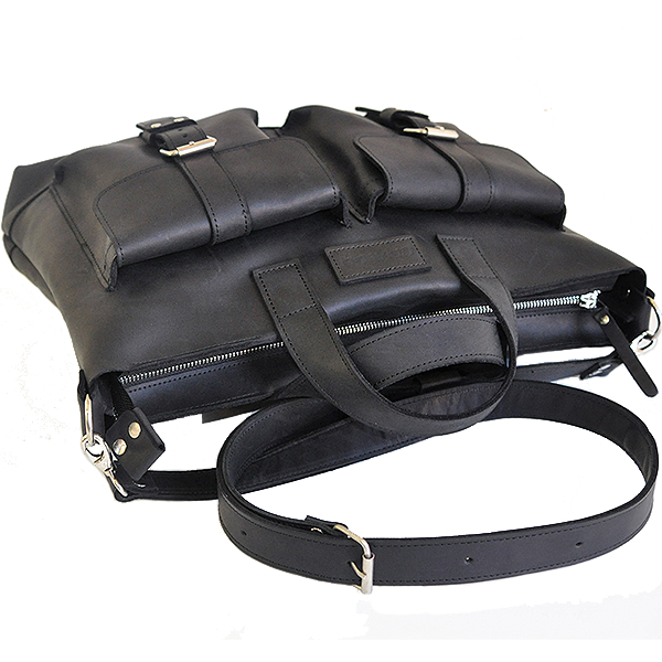 Кожаный мужской портфель AV2 Черный (B660)