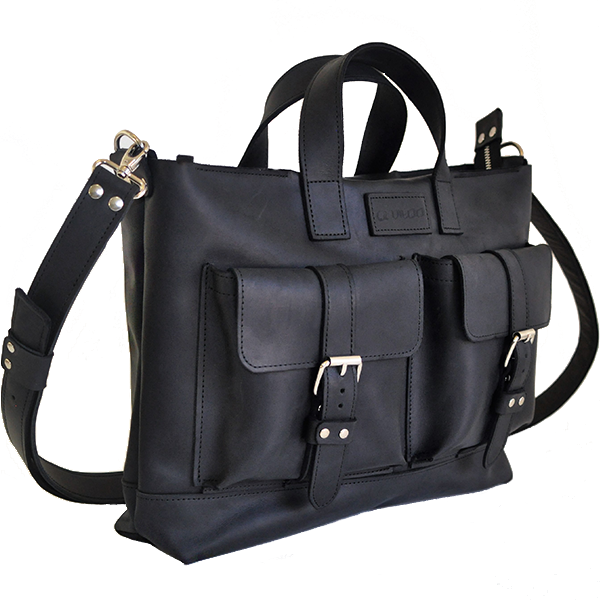 Кожаный мужской портфель AV2 Черный (B660)