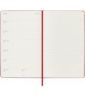 Средний Еженедельник Moleskine 2025 Красный Мягкий