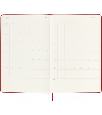 Средний Еженедельник Moleskine 2025 Красный Мягкий