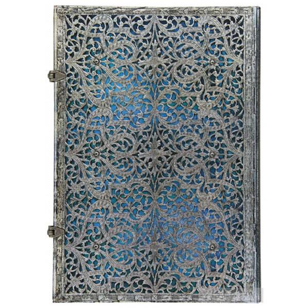 Великий блокнот Paperblanks Срібна Філігрань Лазурний Лінія