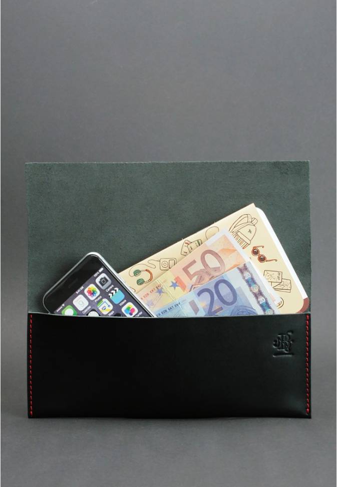 Кожаный дорожный кейс BlankNote Графит Клубника