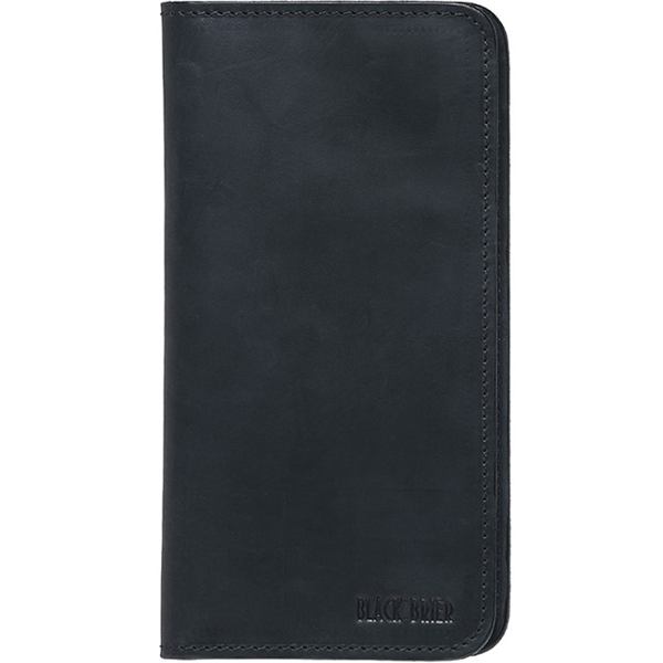 Вертикальный кожаный чехол-портмоне на магнитах Black Brier Черный (PM6-35)