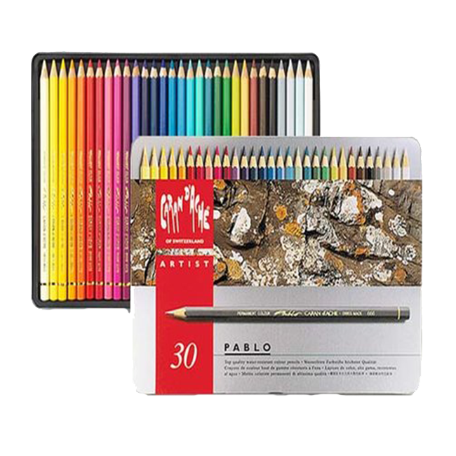 Набор Water-resistant карандашей Caran d'Ache Pablo Метал. бокс 30 цветов