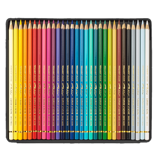 Набор Water-resistant карандашей Caran d'Ache Pablo Метал. бокс 30 цветов