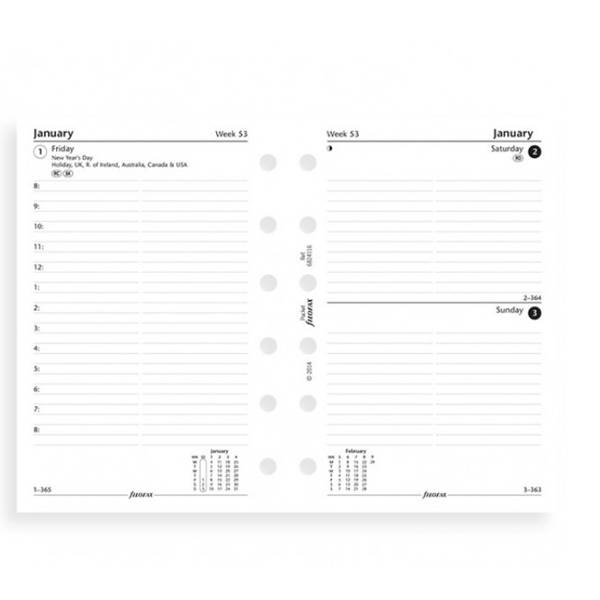 Комплект бланков Filofax День на странице Personal White англ 2020 (68441)