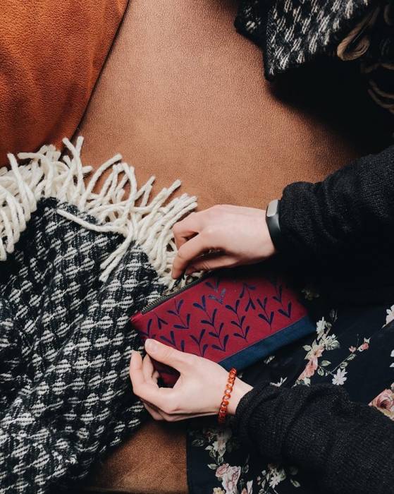 Косметичка текстильная Gifty Blue Leaves