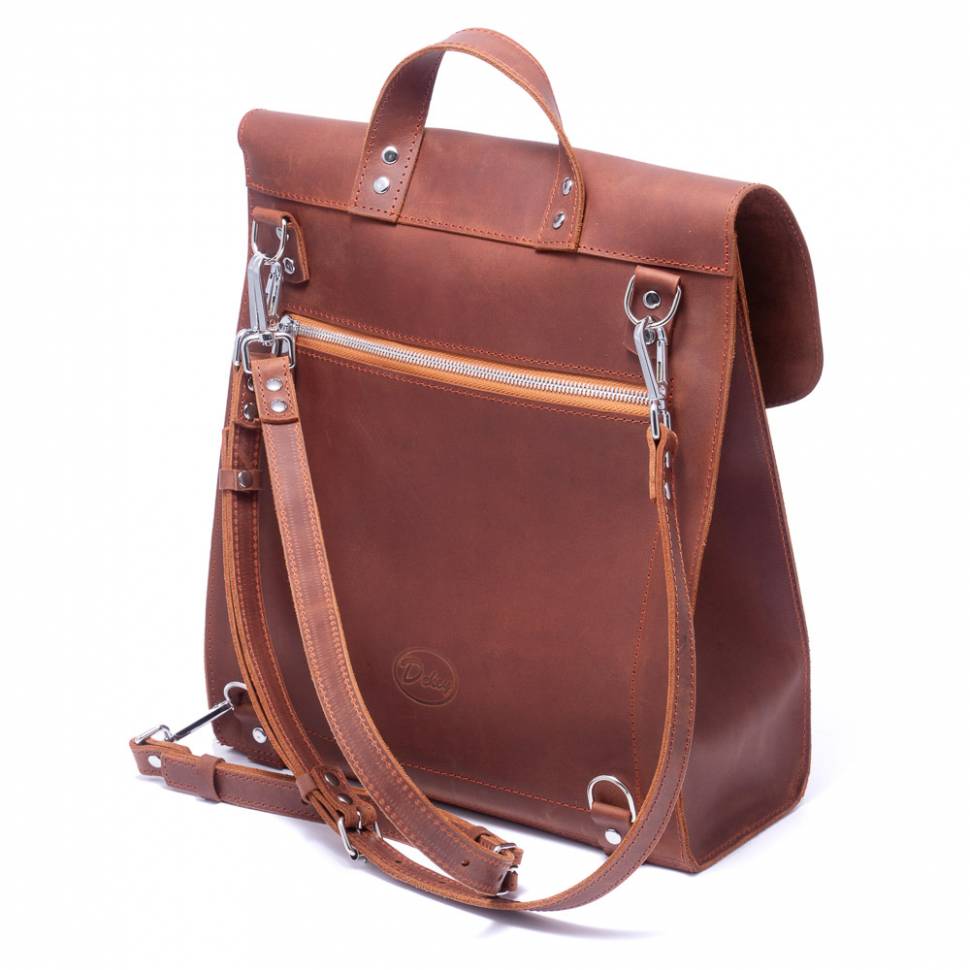 Шкіряна cумка-рюкзак Dekey Коньяк
