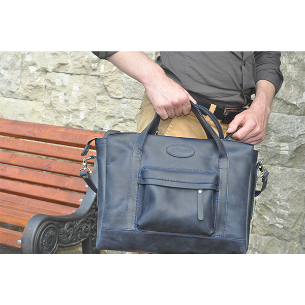 Шкіряний чоловічий портфель AV2 Синій (B670)