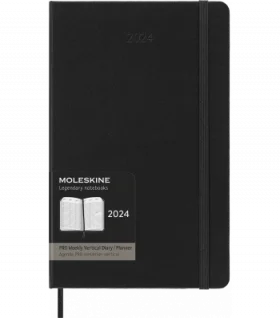 Середній Щотижневик Moleskine Вертикальний PRO 2024 Чорний