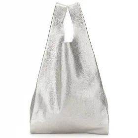 Кожаная женская сумка Poolparty Tote Серебро