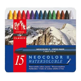Пастель восковая Water-soluble Caran d'Ache Neocolor II Метал. бокс 15 цветов