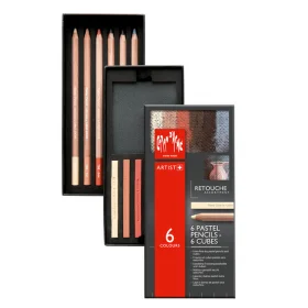 Набор Retouche Caran d'Ache 6 Пастельных сухих карандашей + 6 Пастельных кубов