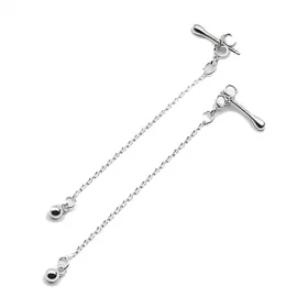 Серьги из серебра парные Cote &amp; Jeunot Спички с цепочкой