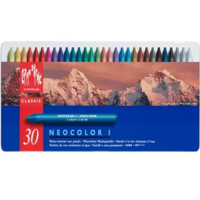 Пастель воскова Water-resistant Caran d&#39;Ache Neocolor I Метал. бокс 30 кольорів