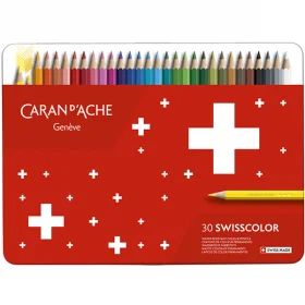 Набор Водостойких Карандашей  Caran d'Ache Swisscolor Металлический бокс 30 цветов