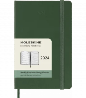 Середній Щотижневик Moleskine 2024 Миртовий Зелений М’який