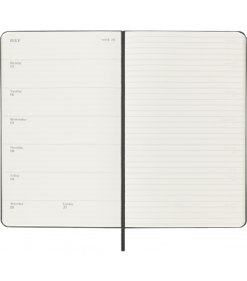 Средний Еженедельник Moleskine 2024 Черный Мягкий