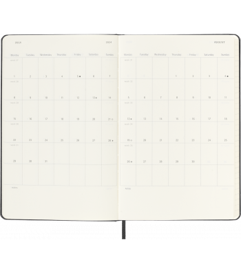 Средний Еженедельник Moleskine 2024 Черный Мягкий