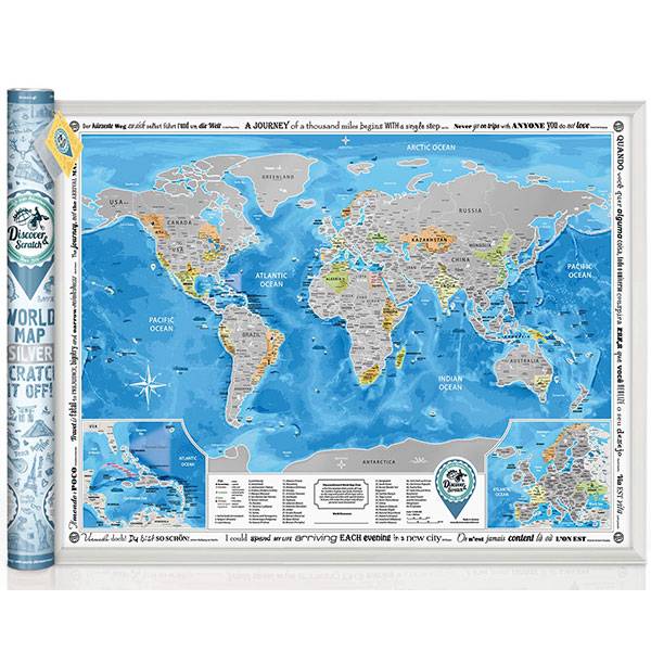 Скретч-карта світу англійською Discovery Map Silver