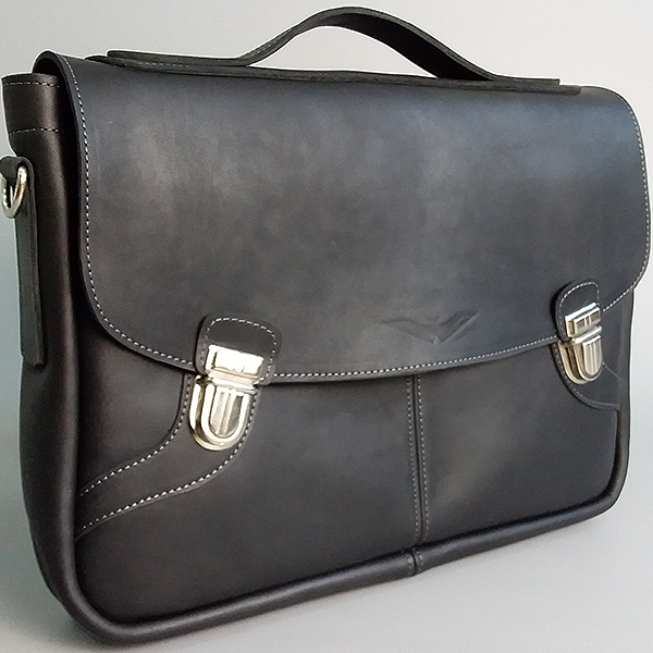 Кожаный портфель AV2 Черный (N320)