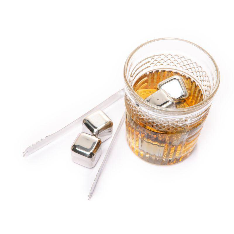 Набір сталевих каменів для віскі + щипці (8 шт)