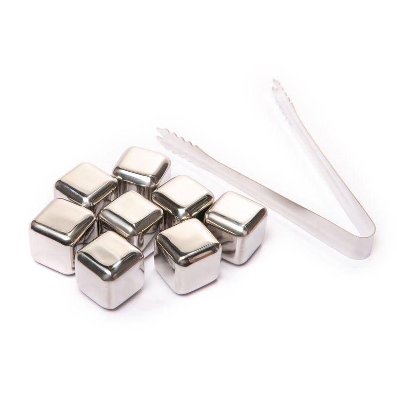 Набір сталевих каменів для віскі + щипці (8 шт)