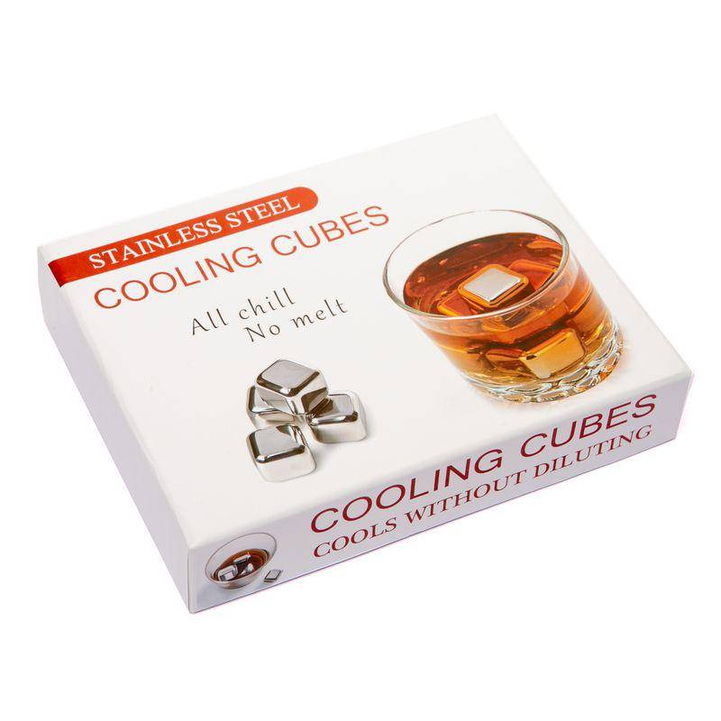 Набір сталевих каменів для віскі + щипці (8 шт)