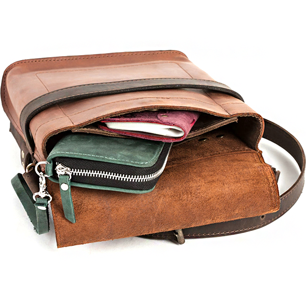 Шкіряна сумка-месенджер AV2 Коричнева (B310)