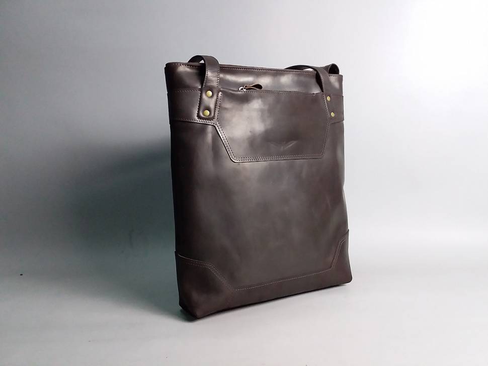 Кожаная женская сумка-шоппер AV2 Коричневая (B622)