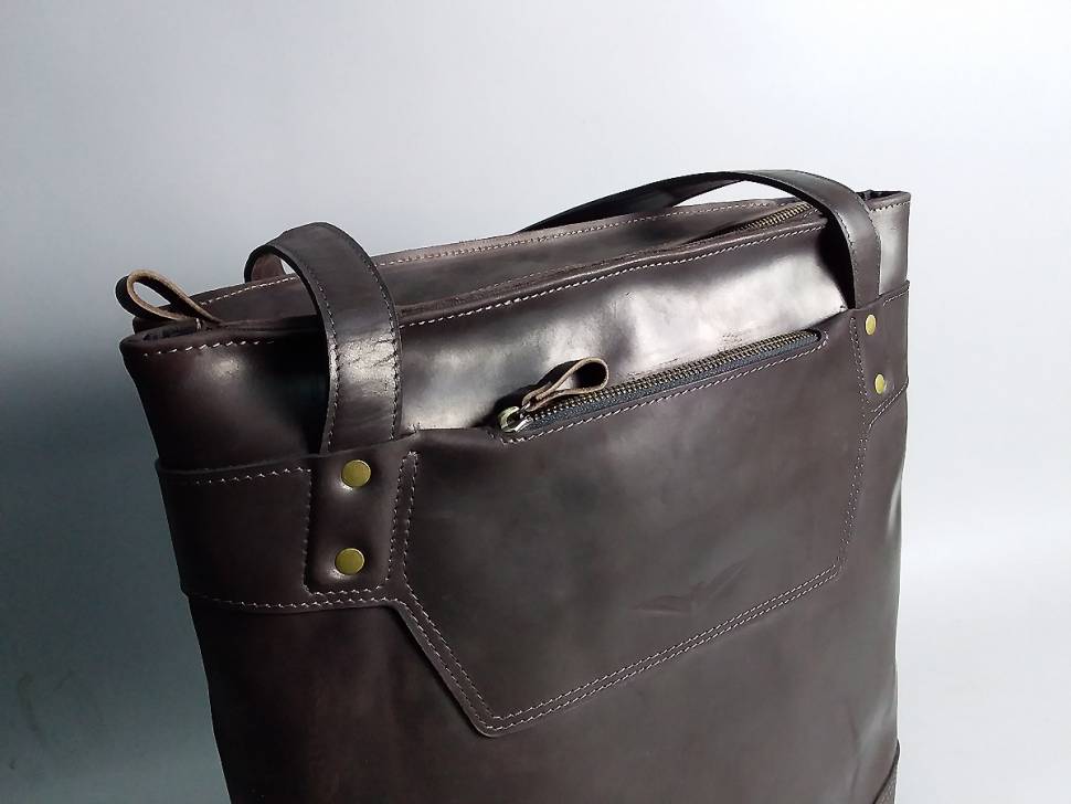 Кожаная женская сумка-шоппер AV2 Коричневая (B622)