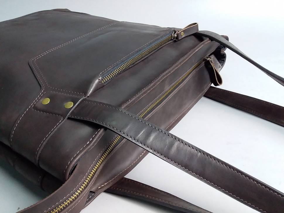 Кожаная женская сумка-шоппер AV2 Коричневая (B622)